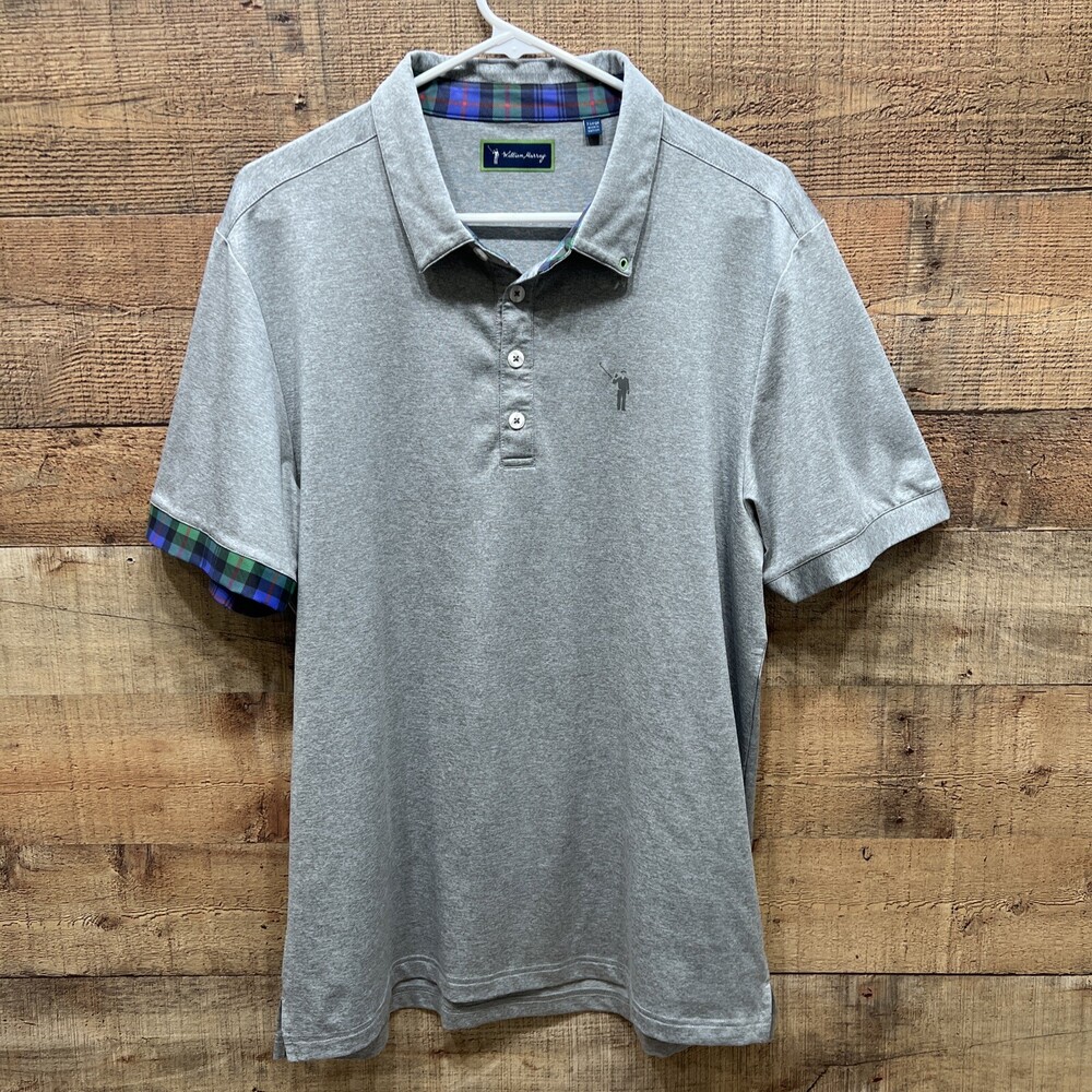 William Murray Men’s Gray Plaid Golf Shirt Polo Size Xl